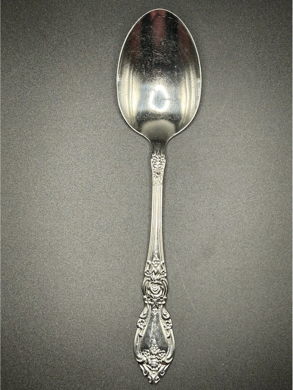 Vintage Pair Oneida Wordsworth Serving Spoons Stainless Flatware Silverware